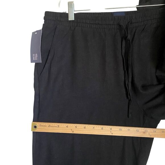 Gap Linen Pants Pull In Elastic Wide Leg Women L Black Grunge Boho Relaxed - Picture 7 of 11